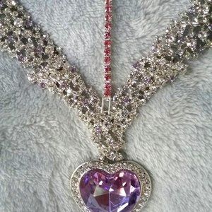 CRYSTAL AMETHYST NECKLACE ,EARRINGS SET